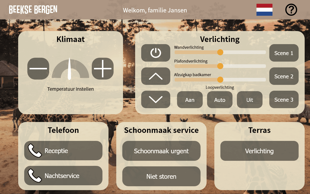 Beekse Bergen interface gemaakt met HTML5, CSS en JavaScript